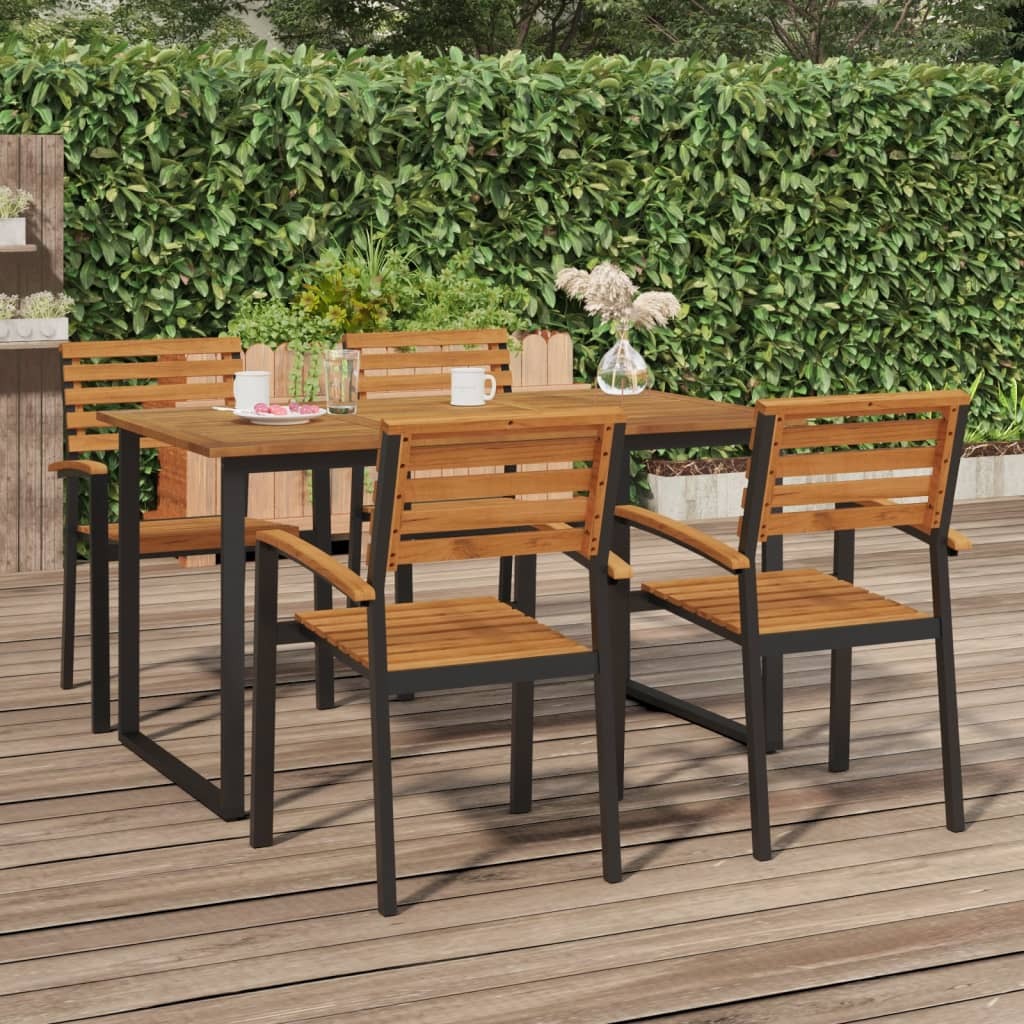 Garden Table with U-shaped Legs 140x80x75 cm Solid Wood Acacia