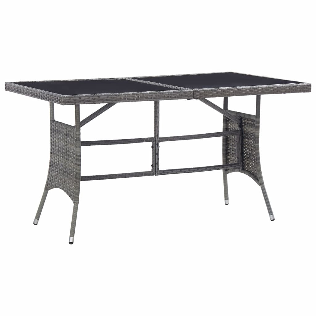 Garden Table Grey 140x80x74 cm Poly Rattan