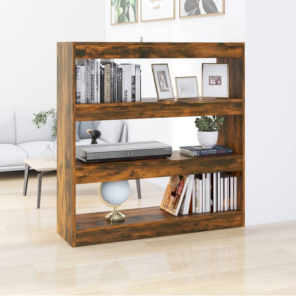 Book Cabinet Room Divider Smoked Oak 100x30x103 Cm