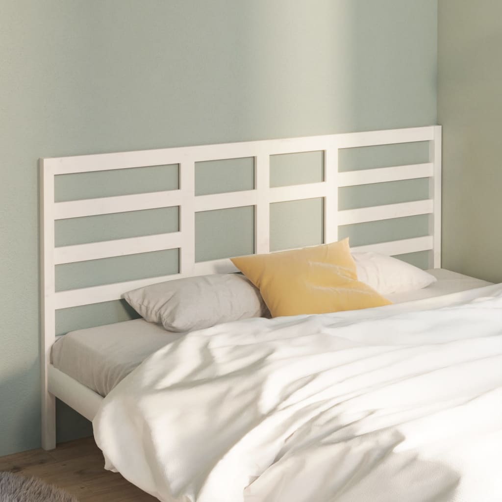 Bed Headboard White 186x4x104 Cm Solid Wood Pine   818156 