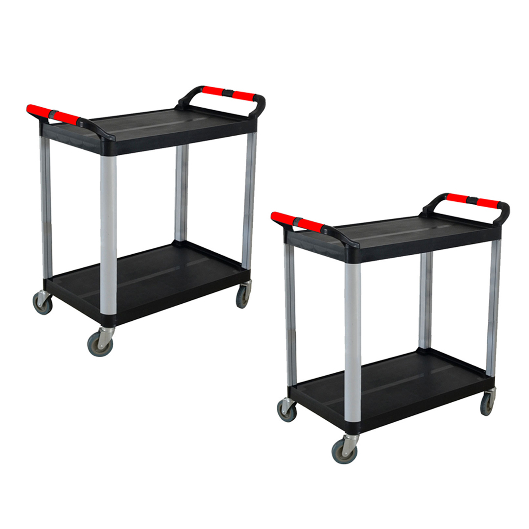 2X 2 Tier Food Trolley Portable Kitchen Cart Multifunctional Big ...