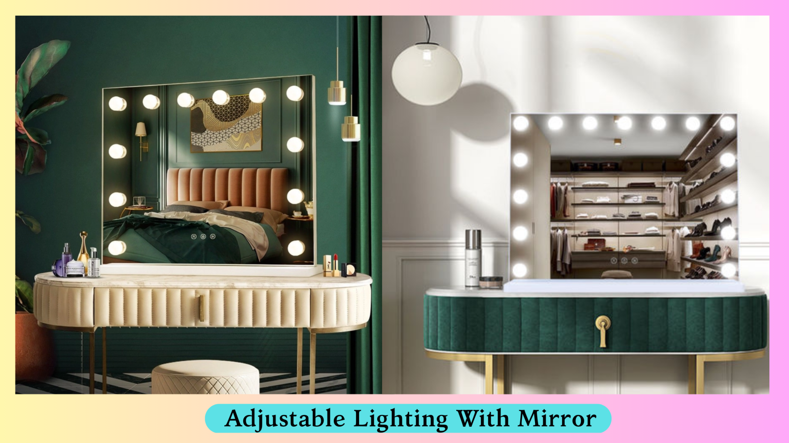 Adjustable Lighting With Hollywood Mirror