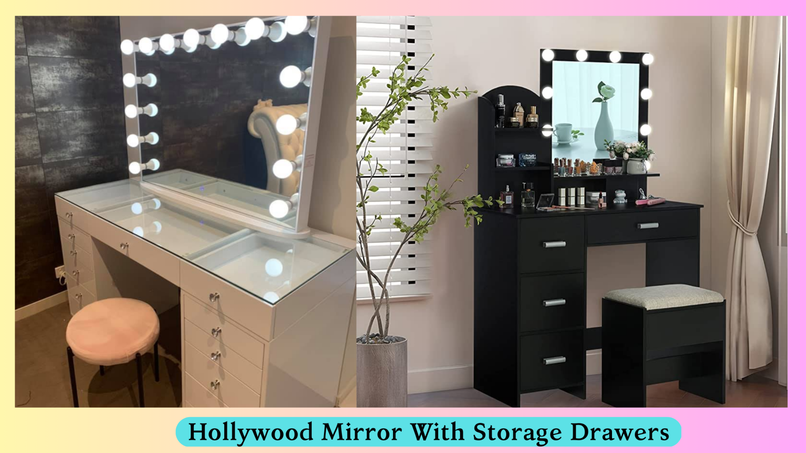 Hollywood Mirror With Storage Drawers 