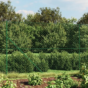 Chain Link Fence with Spike Anchors Green 1.4x10 m