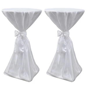 Table Cover White 70 cm with Ribbon 2 pcs