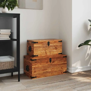 Storage Chest Set 2 Pieces Rough Mango Wood