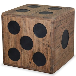 Storage Box Mindi Wood 40x40x40 cm Dice Design