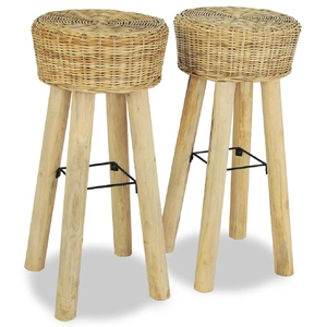 Bar Stools 2 pcs Natural Rattan