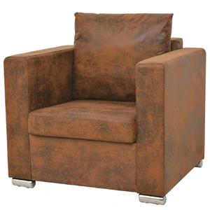 Armchair Brown Faux Suede Leather