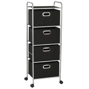 Shelving Unit with 4 Storage Boxes Steel and Non-woven Fabric