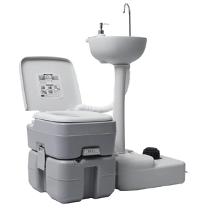 Portable Camping Toilet and Handwash Stand Set Grey