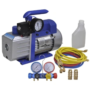 Single Stage Vacuum Pump with 4-Way Manifold Gauge Set