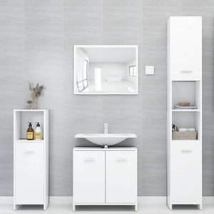 4 Piece Bathroom Furniture Set White Engineered Wood