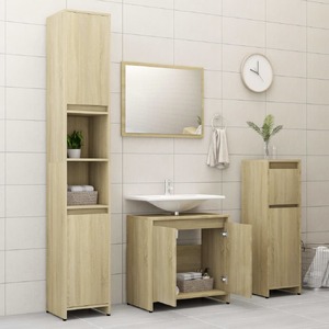 4 Piece Bathroom Furniture Set Sonoma Oak Engineered Wood