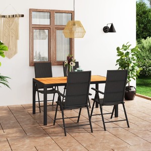 5 Piece Garden Dining Set Black and Brown