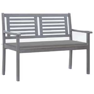 2-Seater Garden Bench with Cushion 120 cm Grey Eucalyptus Wood