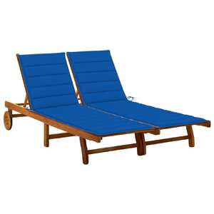 2-Person Garden Sun Lounger with Cushions Solid Acacia Wood