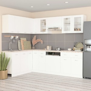 11 Piece Kitchen Cabinet Set White Engineered Wood