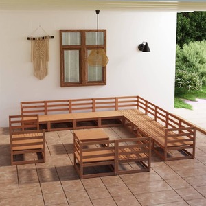 14 Piece Garden Lounge Set Solid Pinewood