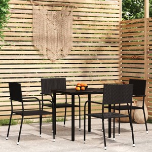 5 Piece Garden Dining Set Black