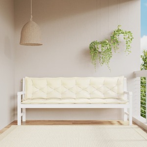 Garden Bench Cushions 2 pcs Cream White 200x50x7cm Oxford Fabric