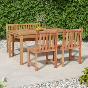 4 Piece Garden Dining Set Solid Wood Teak