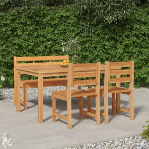 4 Piece Garden Dining Set Solid Wood Teak