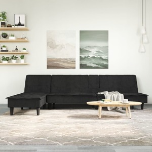 L-shaped Sofa Black 255x140x70 cm Velvet