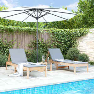 Sun Loungers 2 pcs with Table Solid Wood Pine