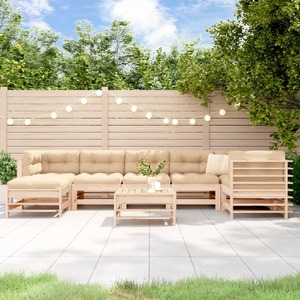 8 Piece Garden Lounge Set with Cushions Solid Wood