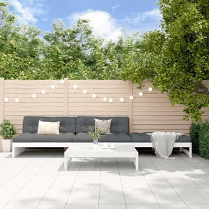 4 Piece Garden Lounge Set with Cushions White Solid Wood