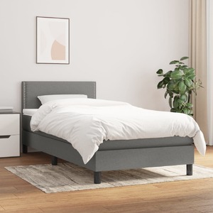 Box Spring Bed with Mattress Dark Grey 100x200 cm Fabric