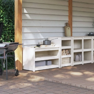 Outdoor Kitchen Cabinets 2 pcs White Solid Wood Pine