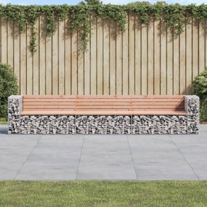 Garden Bench Gabion Design 347x71x65.5 cm Solid Wood Douglas