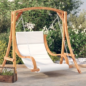 Swing Chair with Cushion Solid Wood Spruce with Teak Finish