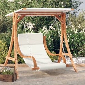 Swing Chair with Cushion and Canopy Solid Wood Spruce