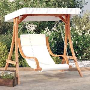 Swing Chair with Cushion and Canopy Solid Wood Spruce