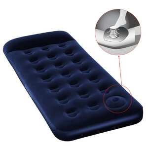 Inflatable Flocked Airbed with Built-in Foot Pump 185x76x28 cm