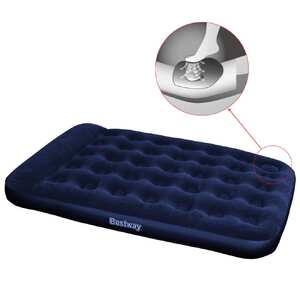 Inflatable Flocked Airbed with Built-in Foot Pump 191x137x28cm