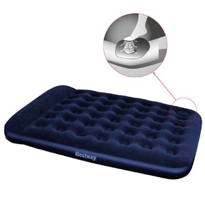 Inflatable Flocked Airbed with Built-in Foot Pump 203x152x28cm