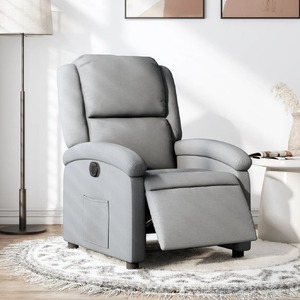 Electric Recliner Chair Light Grey Fabric