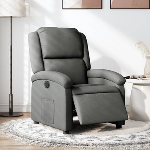 Electric Recliner Chair Dark Grey Fabric