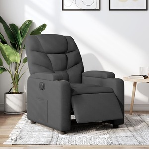 Electric Recliner Chair Dark Grey Fabric