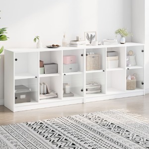 Bookcase with Doors White 204x37x75 cm Engineered Wood