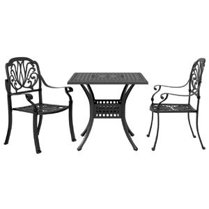 3 Piece Bistro Set Black Cast Aluminium