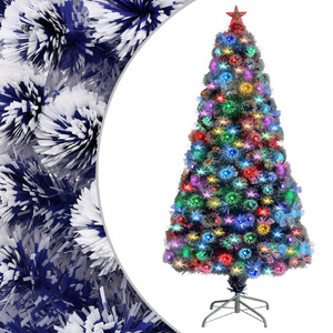 Artificial Pre-lit Christmas Tree White&Blue 120 cm Fibre Optic