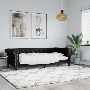 Day Bed Black 92x187 cm Single Size Faux Leather