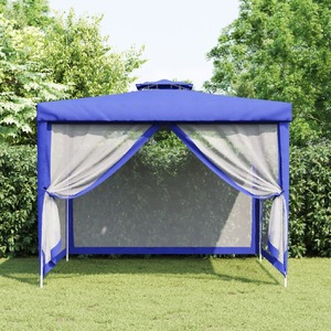 Gazebo with Double Roof Blue 3x3x2.68 m Fabric