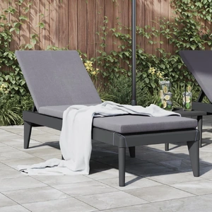 Sun Lounger with Cushion Anthracite 186x60x29 cm PP