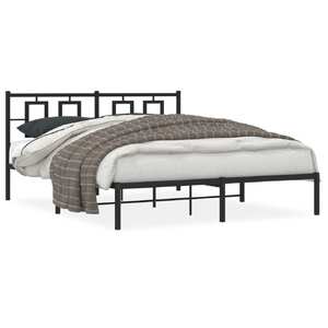 Metal Bed Frame without Mattress with Headboard Black 150x200 cm